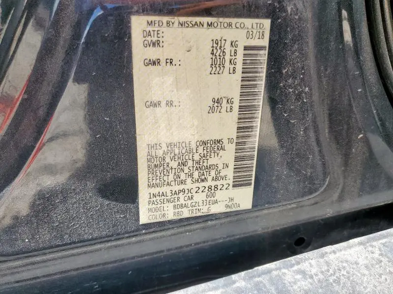2018 NISSAN ALTIMA 2.5  