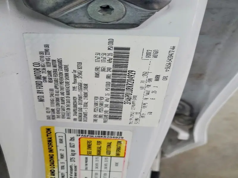 2019 FORD FUSION SE  