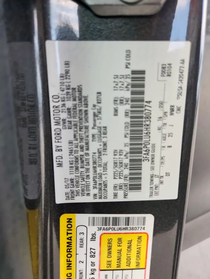 2017 FORD FUSION SE HYBRID  