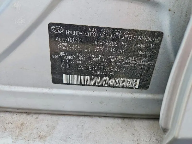 2012 HYUNDAI SONATA GLS  