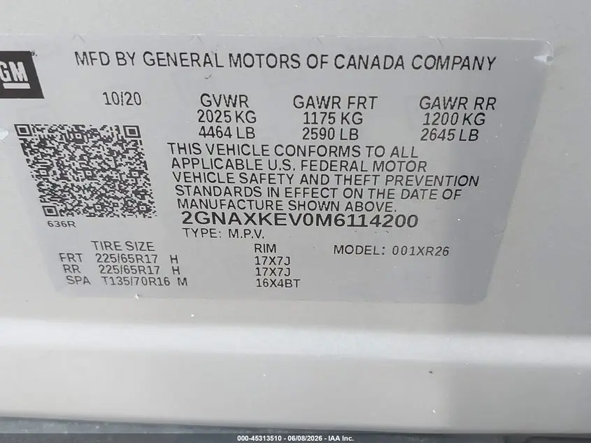 2021 CHEVROLET EQUINOX FWD LT