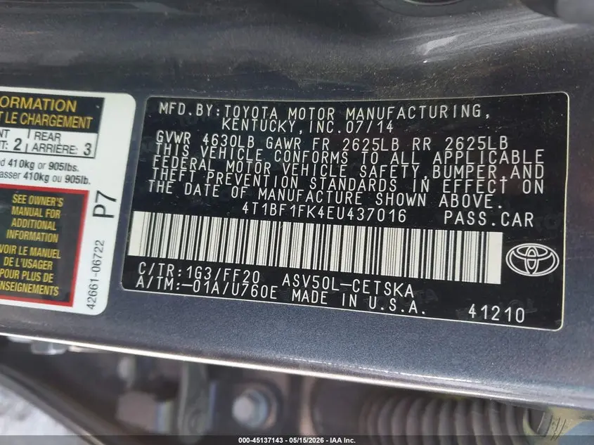 2014 TOYOTA CAMRY SE