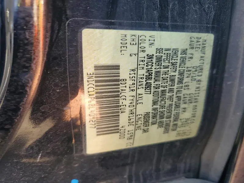 2011 NISSAN VERSA 1.6 BASE  