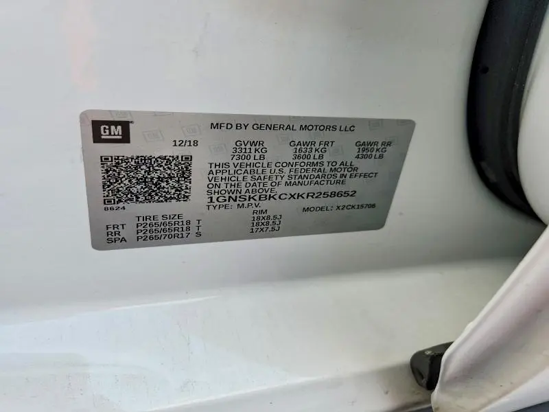 2019 CHEVROLET TAHOE K1500 LT  