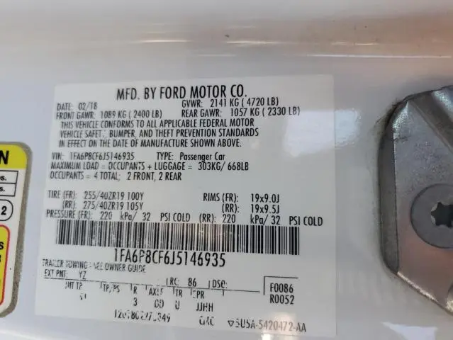 2018 FORD MUSTANG GT  