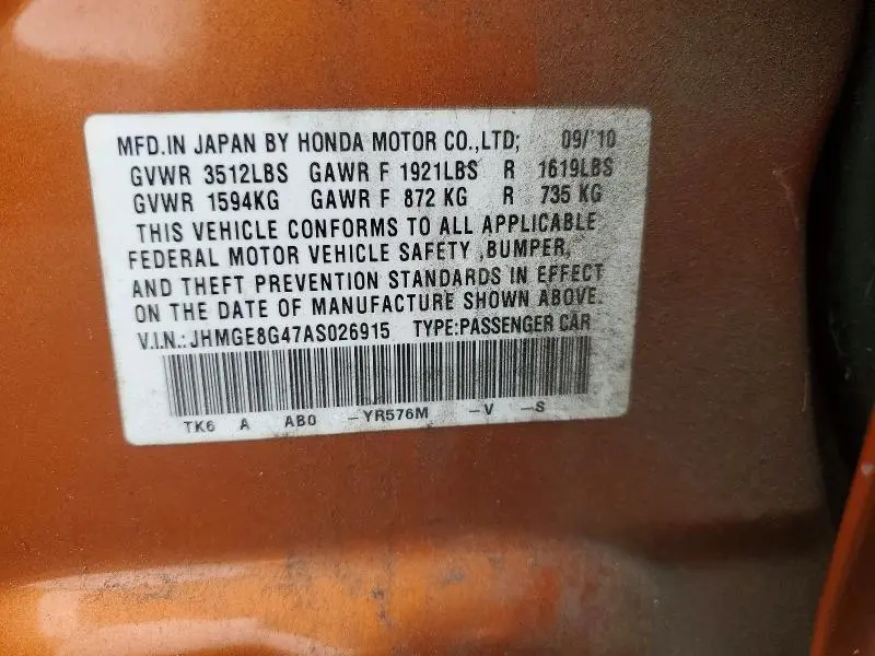 2010 HONDA FIT SPORT  