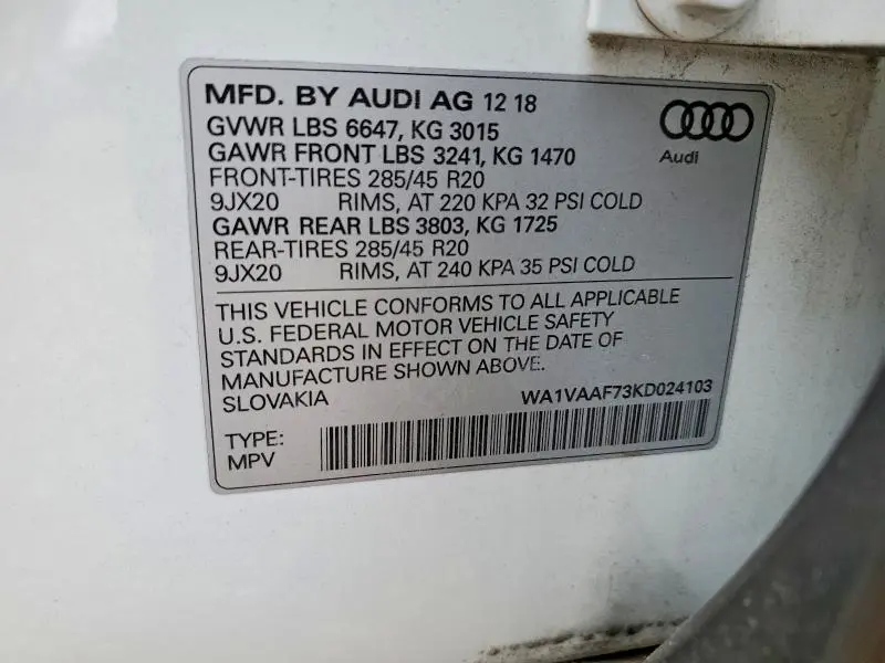 2019 AUDI Q7 PRESTIGE  