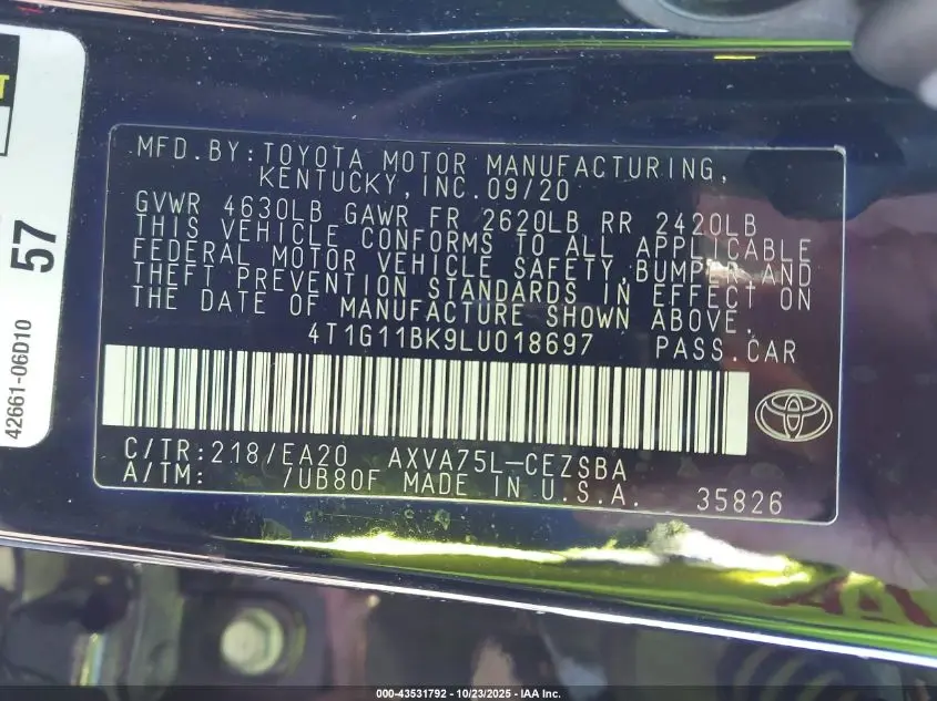 2020 TOYOTA CAMRY SE AWD