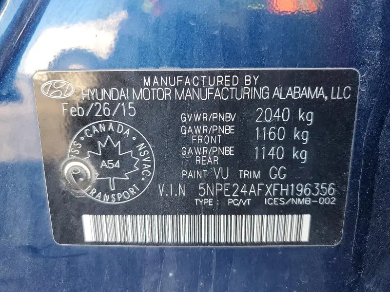 2015 HYUNDAI SONATA SE  