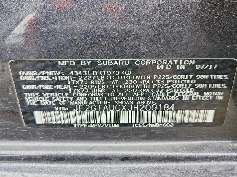 2018 SUBARU CROSSTREK PREMIUM  