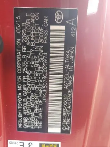 2016 TOYOTA SCION TC   