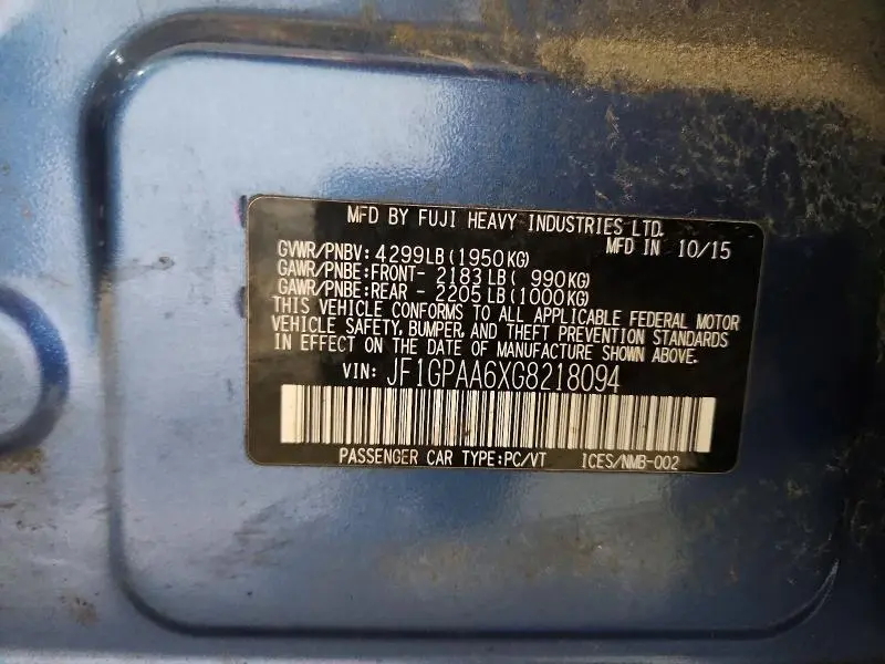 2016 SUBARU IMPREZA   