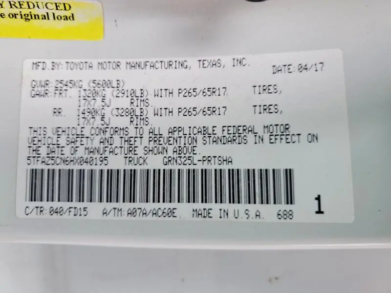 2017 TOYOTA TACOMA DOUBLE CAB  