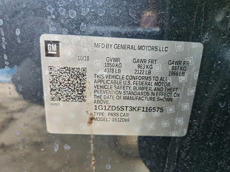 2019 CHEVROLET MALIBU LT  