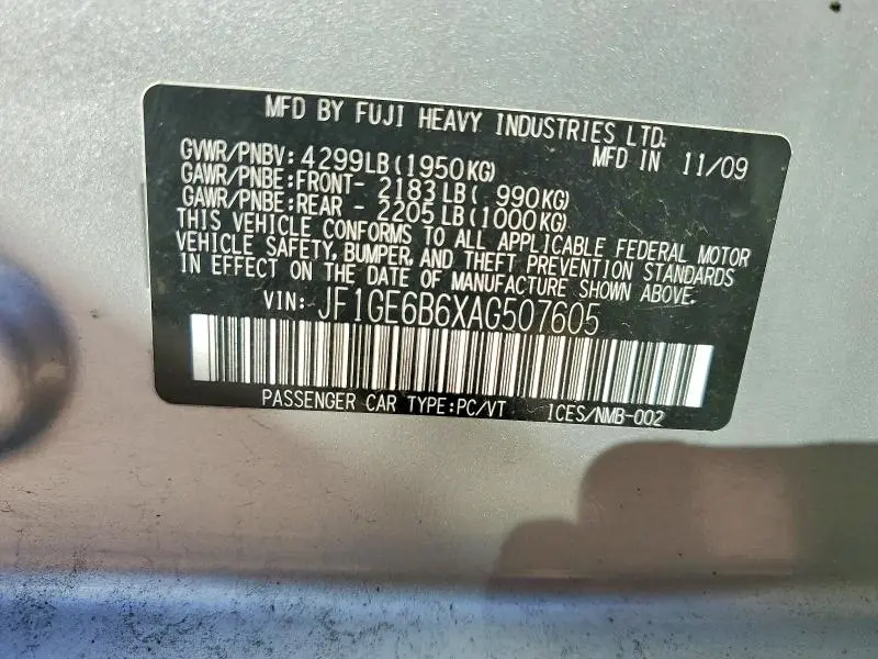 2010 SUBARU IMPREZA 2.5I PREMIUM  