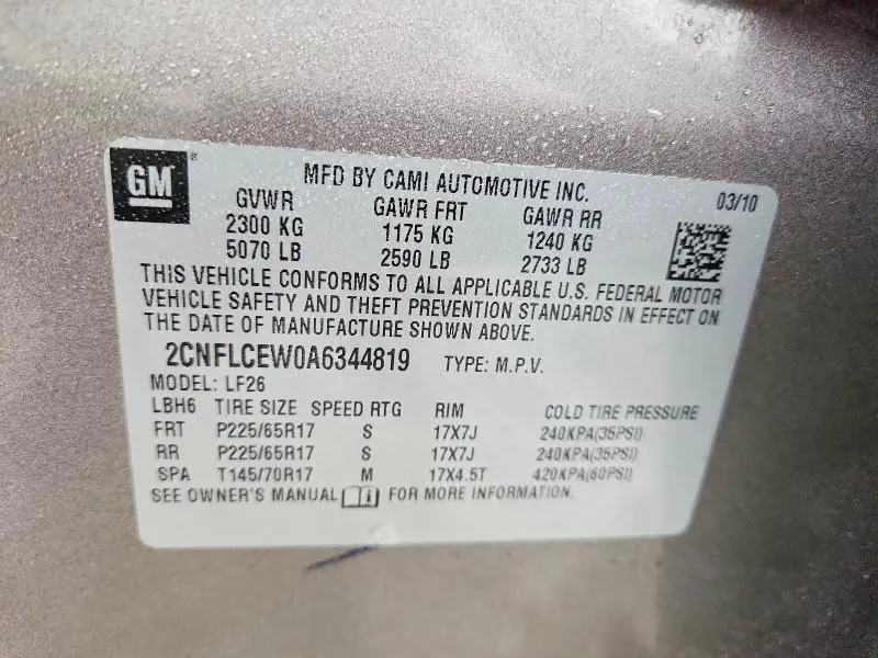 2010 CHEVROLET EQUINOX LS  