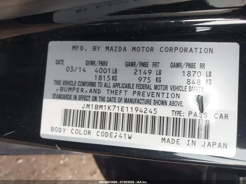 2014 MAZDA MAZDA3 I SPORT