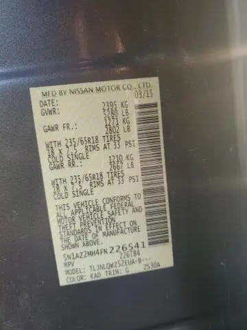 2015 NISSAN MURANO S  