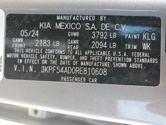 2024 KIA FORTE GT LINE  