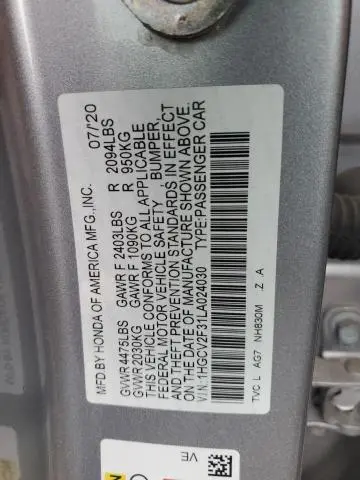 2020 HONDA ACCORD SPORT  