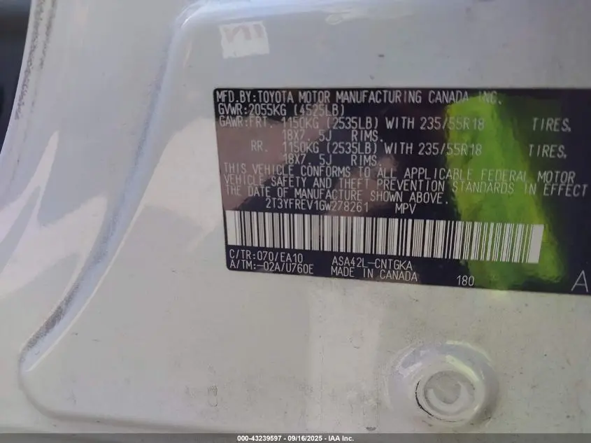 2016 TOYOTA RAV4 LIMITED