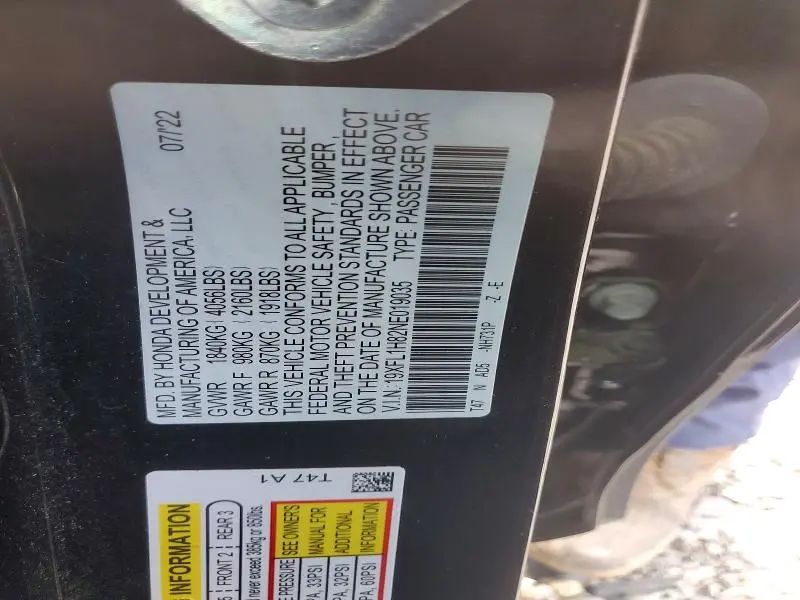 2022 HONDA CIVIC SPORT TOURING  