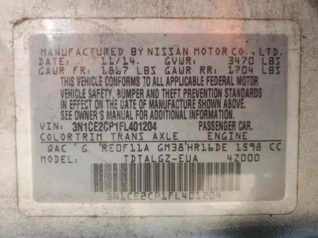 2015 NISSAN VERSA NOTE S  