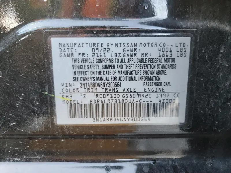 2022 NISSAN SENTRA SR  