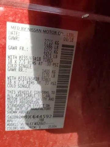 2018 NISSAN PATHFINDER S  