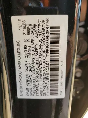 2020 HONDA ACCORD EX