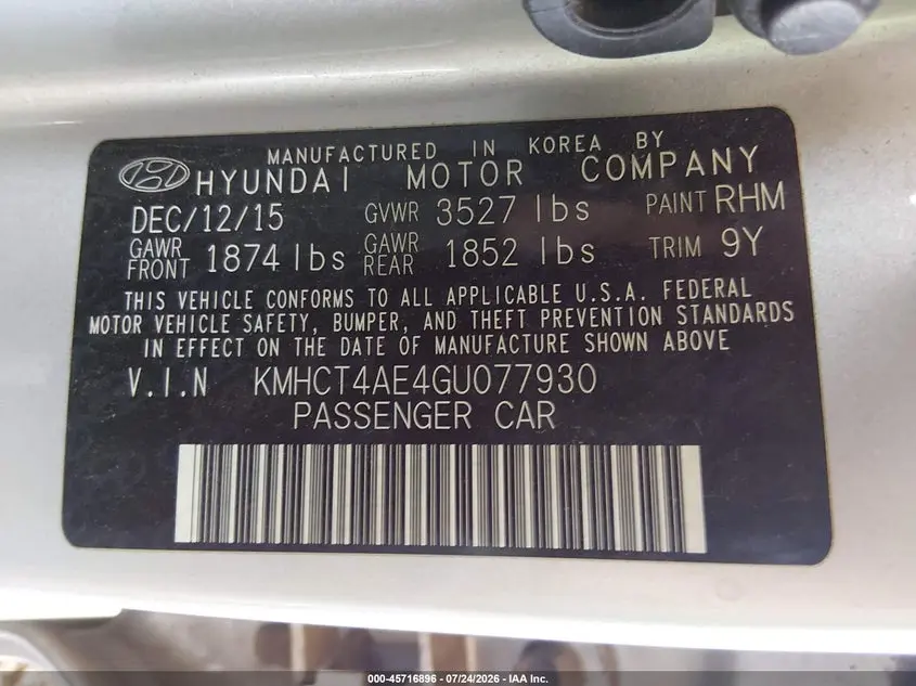 2016 HYUNDAI ACCENT SE