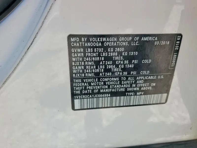 2018 VOLKSWAGEN ATLAS SE  
