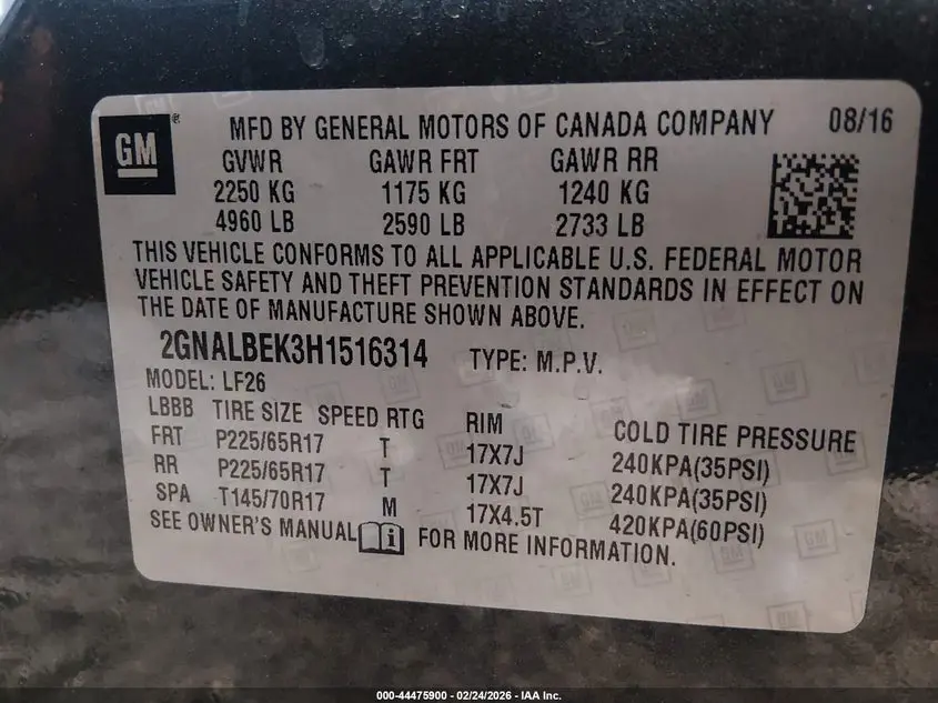 2017 CHEVROLET EQUINOX LS