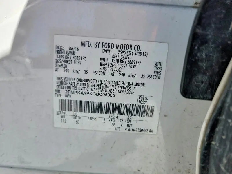 2016 FORD EDGE SPORT  