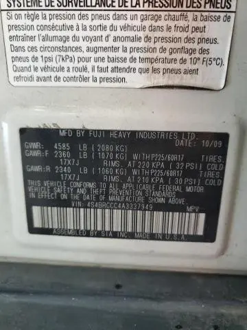 2010 SUBARU OUTBACK 2.5I PREMIUM  