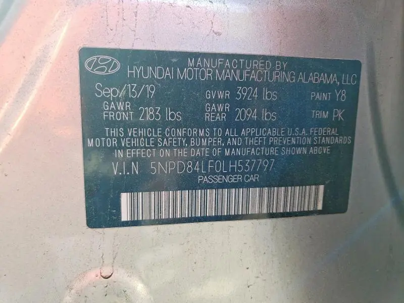 2020 HYUNDAI ELANTRA SEL  