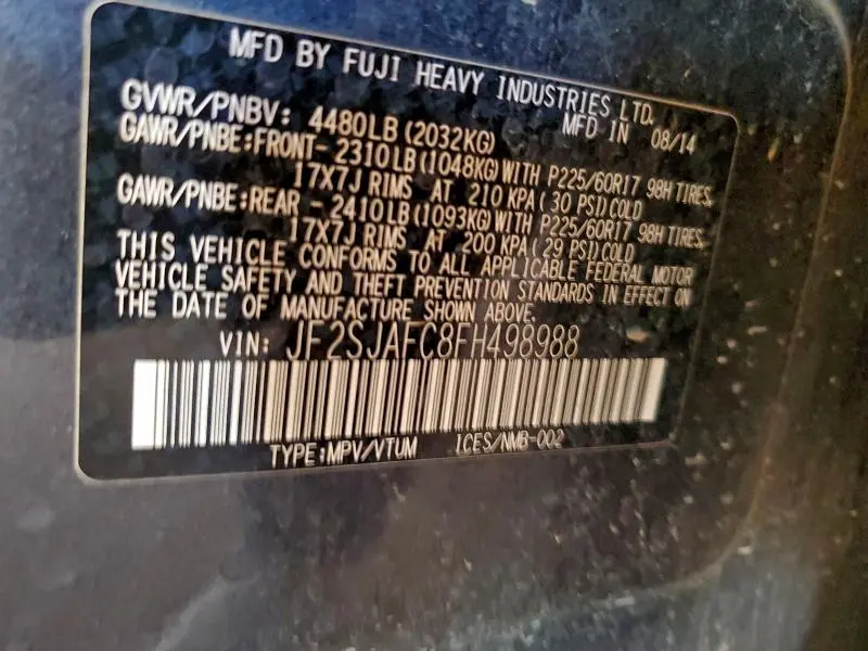 2015 SUBARU FORESTER 2.5I PREMIUM  