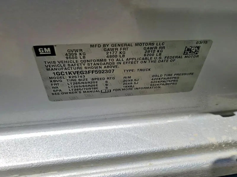 2015 CHEVROLET SILVERADO K2500 HEAVY DUTY LT  