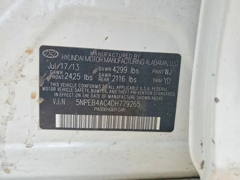 2013 HYUNDAI SONATA GLS  