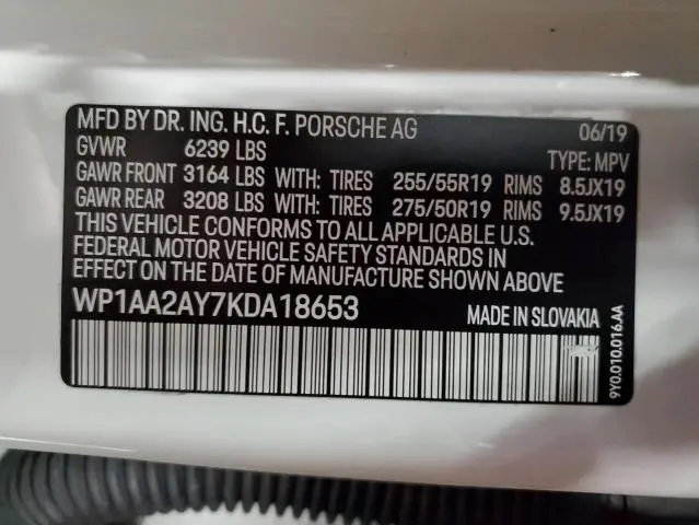 2019 PORSCHE CAYENNE   