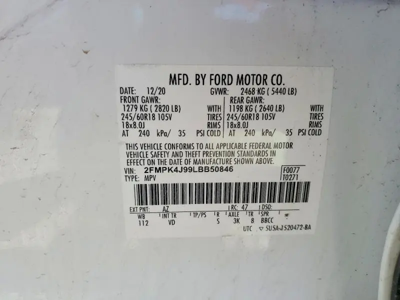 2020 FORD EDGE SEL  