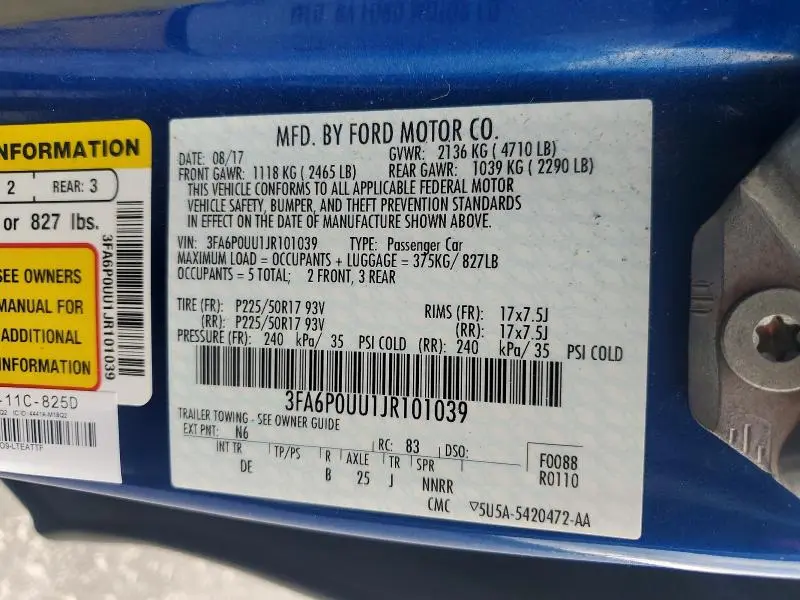2018 FORD FUSION S HYBRID  
