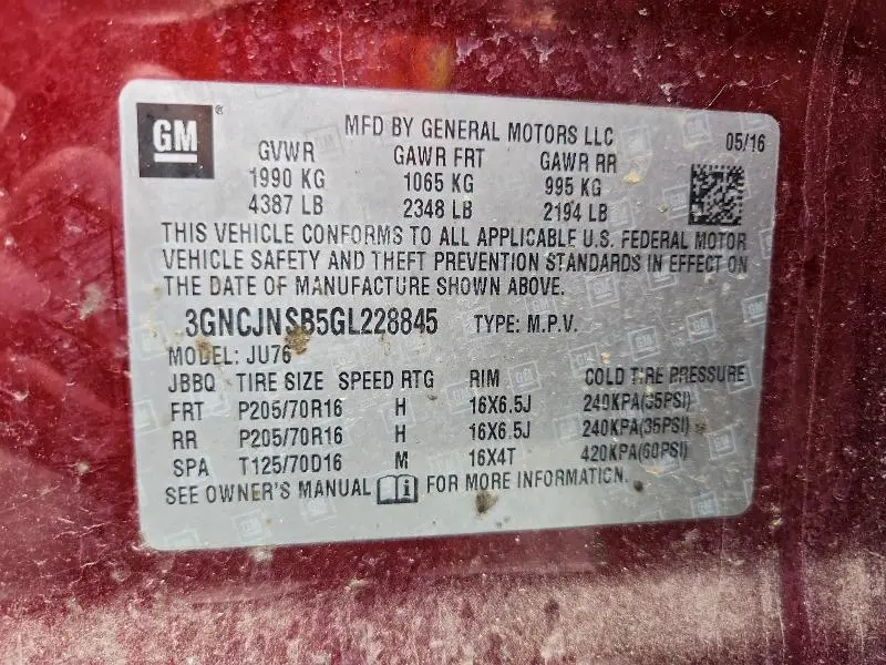 2016 CHEVROLET TRAX LS  