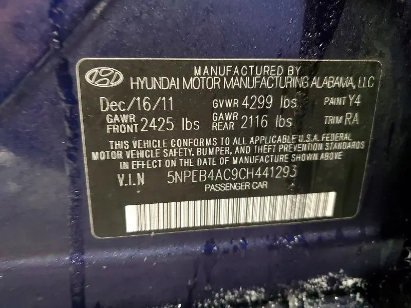 2012 HYUNDAI SONATA GLS  
