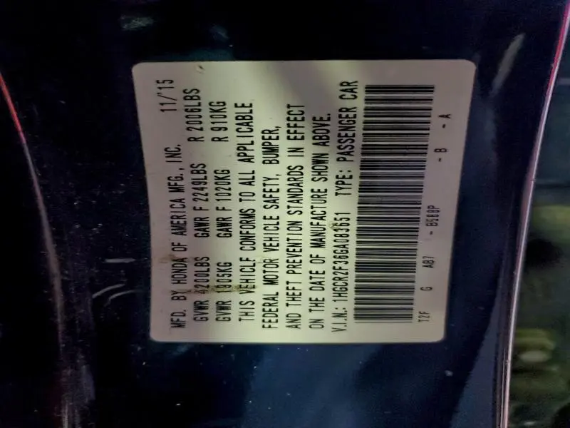 2016 HONDA ACCORD LX  