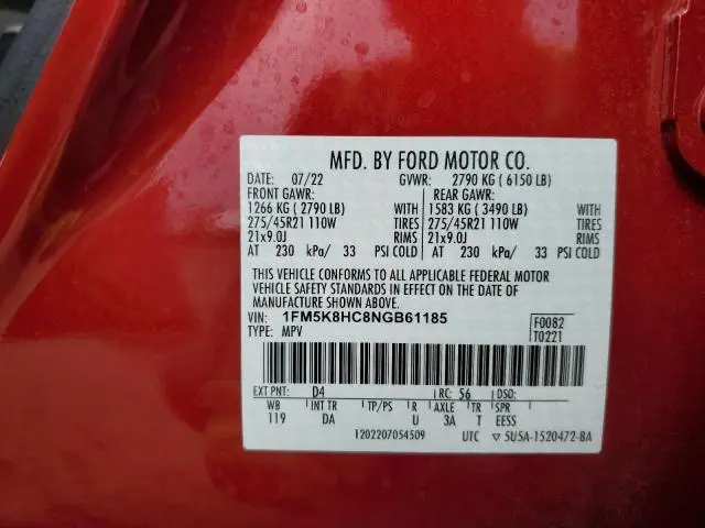 2022 FORD EXPLORER PLATINUM  