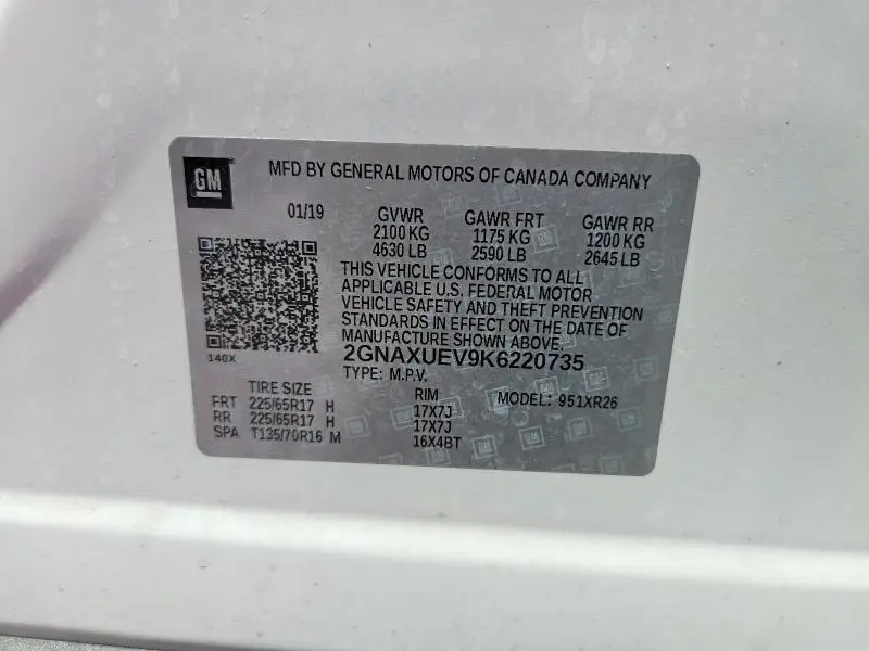 2019 CHEVROLET EQUINOX LT  