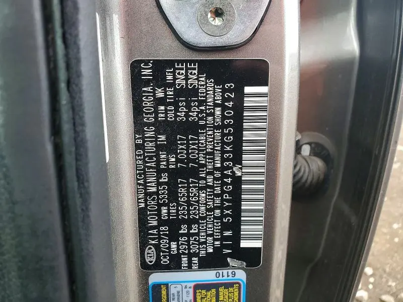 2019 KIA SORENTO L  