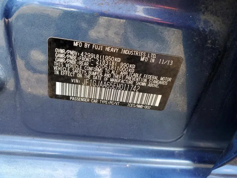 2014 SUBARU IMPREZA   