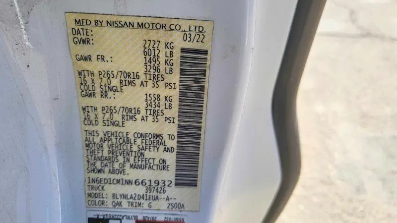 2022 NISSAN FRONTIER KING CAB  